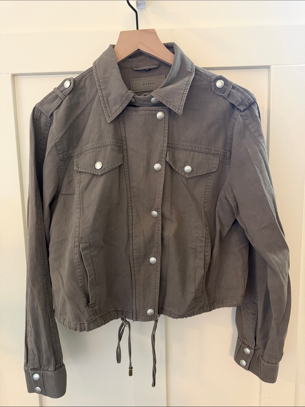 Blank NYC Olive Green Utility Jacket with Snap Buttons